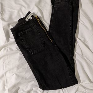 Wild Honey Front Zip Pocket Black Denim Jeans Small